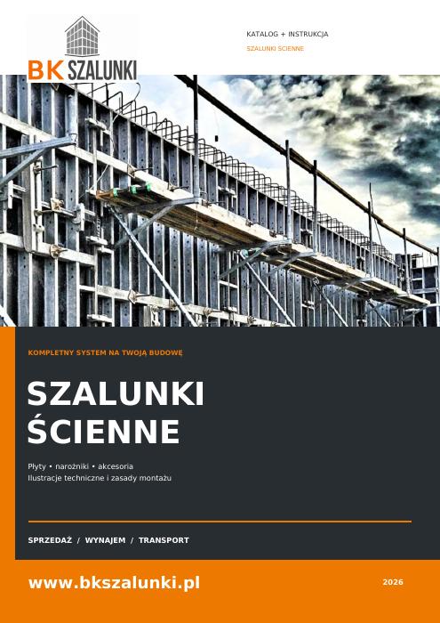 Szalunki ścienne — okładka katalogu i instrukcji BK Szalunki