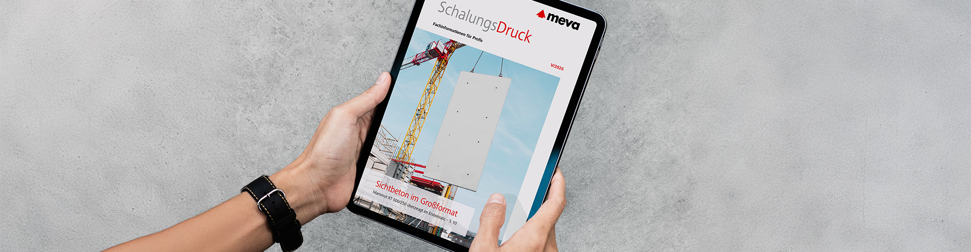 Oryginalna okładka magazynu MEVA SchalungsDruck V-2026